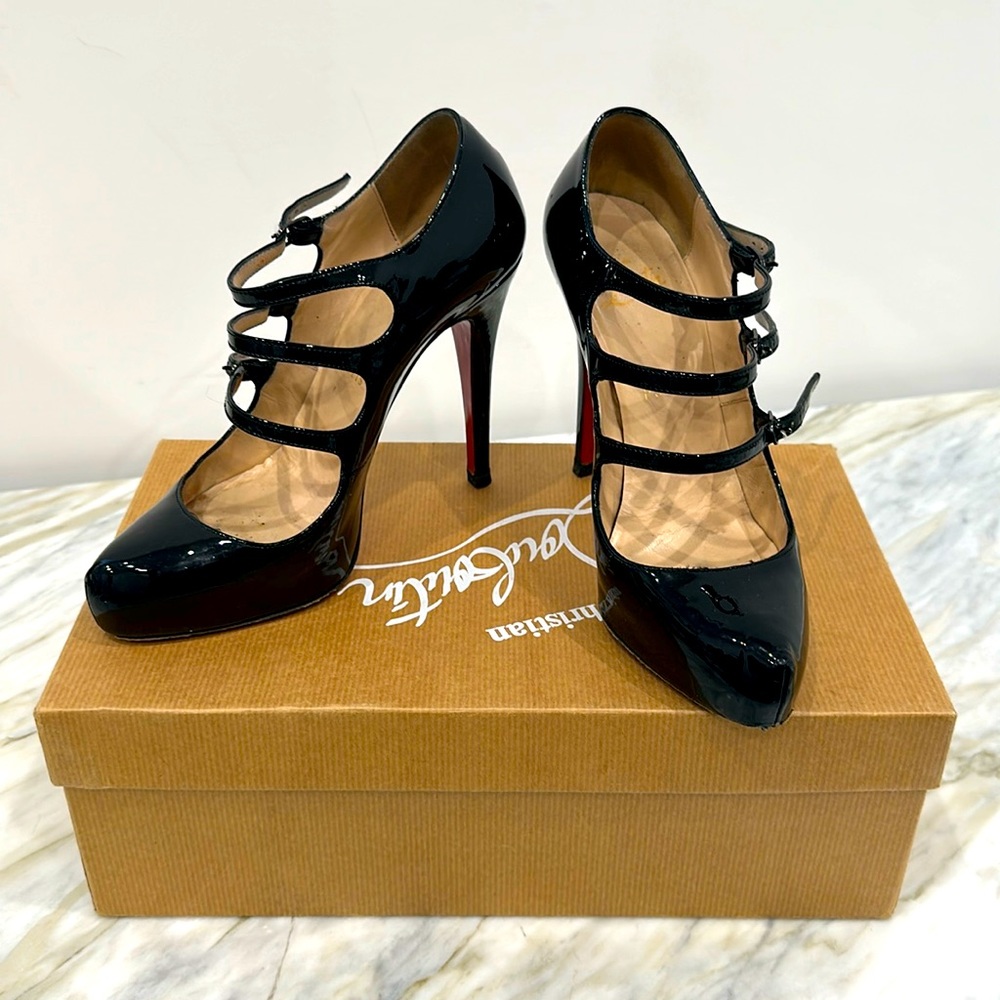 CHRISTIAN LOUBOUTIN LILLIAN 120 PATENT CALF BLACK 36.6 / 6.5